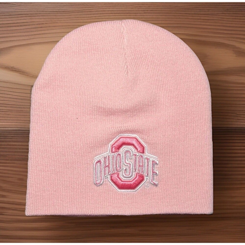 Ohio State Buckeyes Beanie NCAA Pink Logo Cuffless Knit Cap Womens One Size NWOT